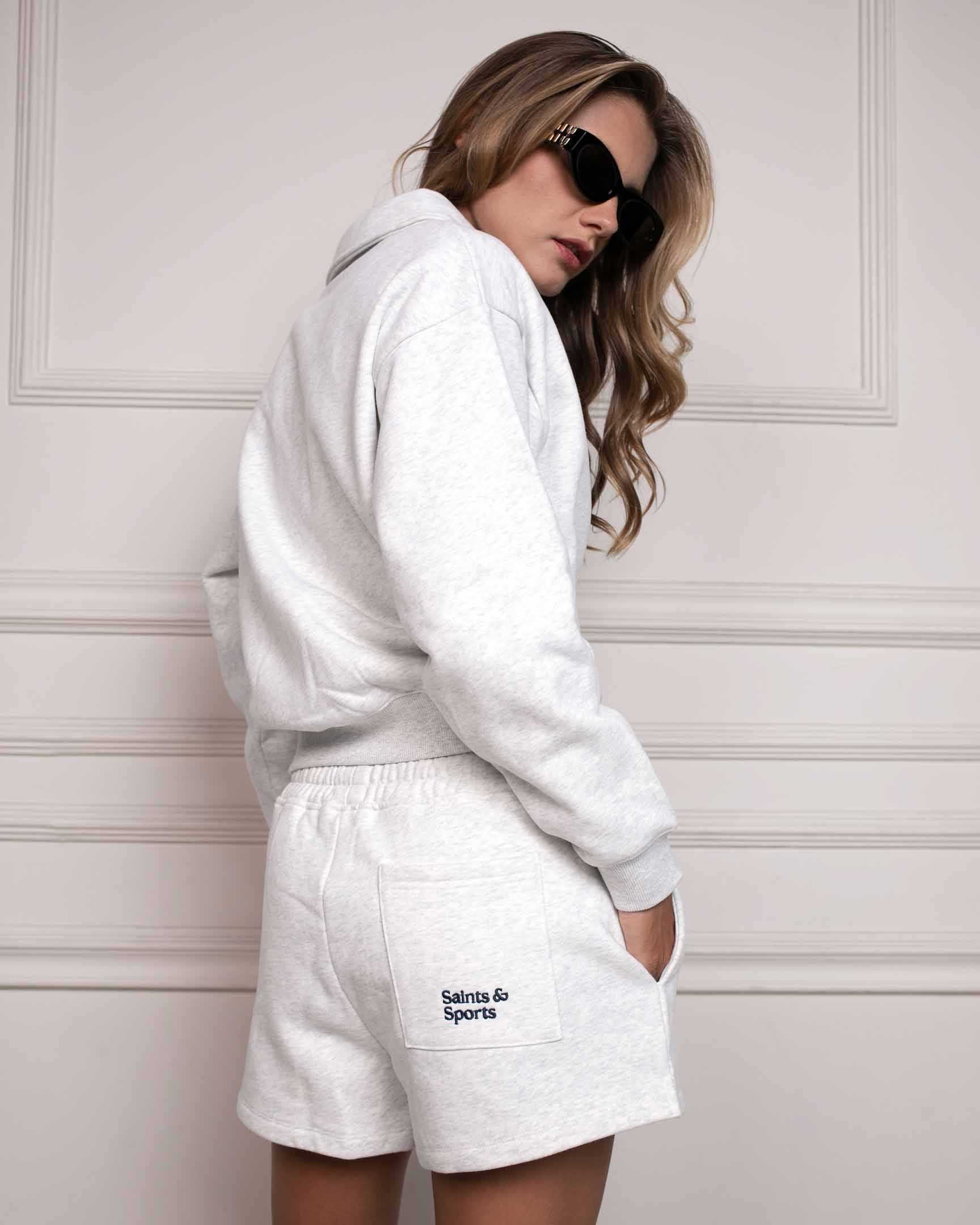 SaintsWeight™ 450 Split Hem Lounge Shorts - Heather Grey