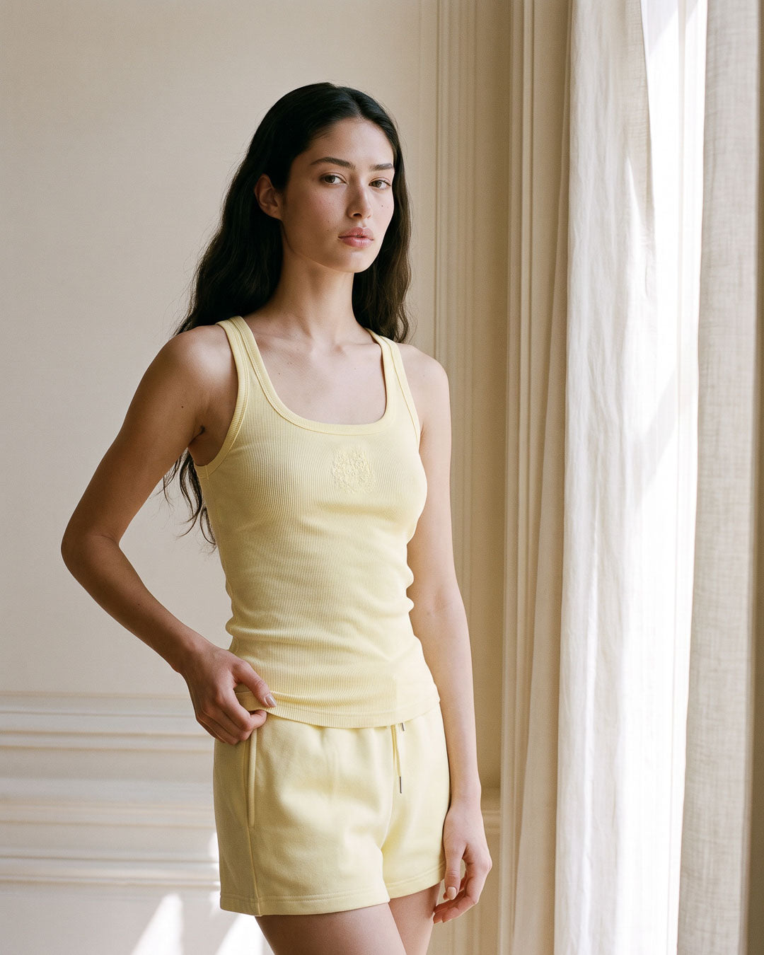 Crawford Ribbed Crested Tank Buttercream (Model) - Saints & Sports