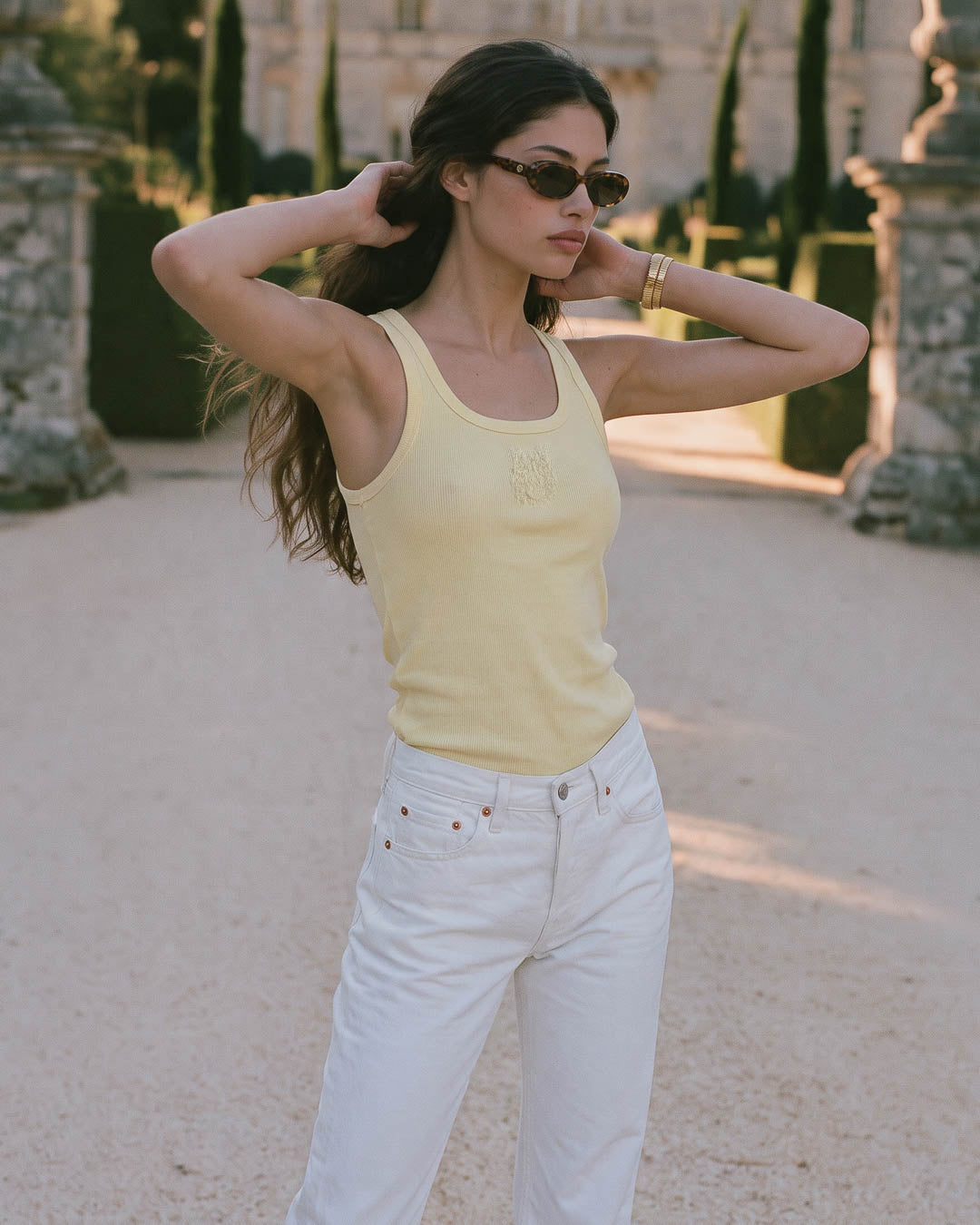 Crawford Ribbed Crested Tank Buttercream (Model) - Saints & Sports