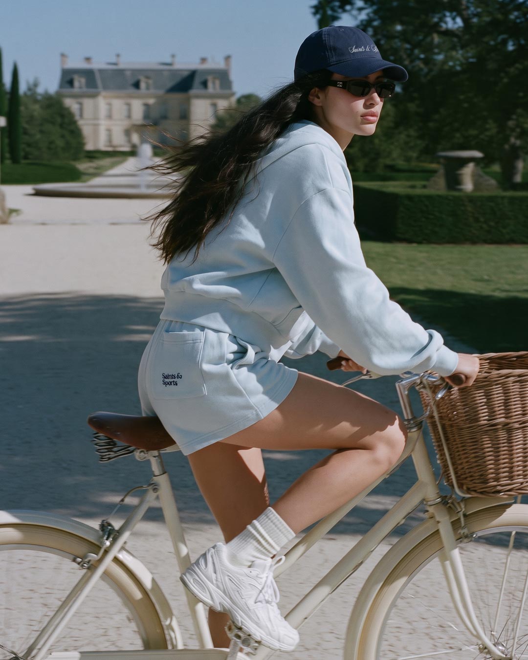 SaintsLuxe Full Zip Hoodie Powder Blue (Model) - Saints & Sports