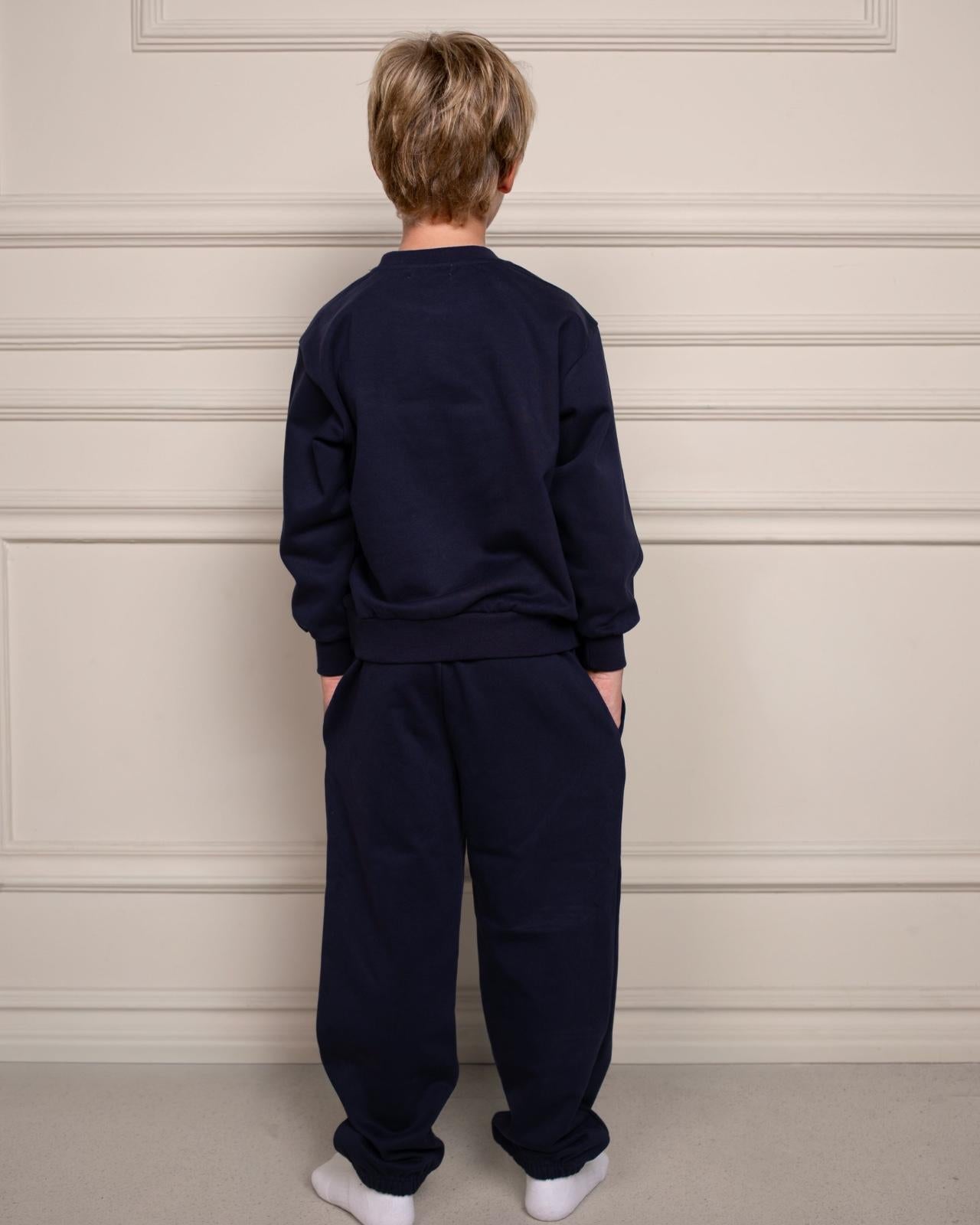 SaintsWeight™ 450 Junior Classic Sweatpants Navy Blue (Model 3) - Saints & Sports