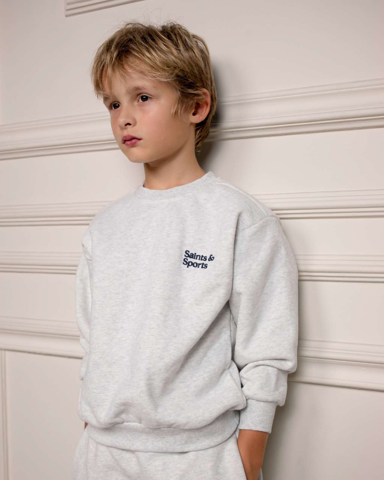 SaintsWeight™ 450 Junior Classic Sweatshirt Heather Grey (Model 1) - Saints & Sports