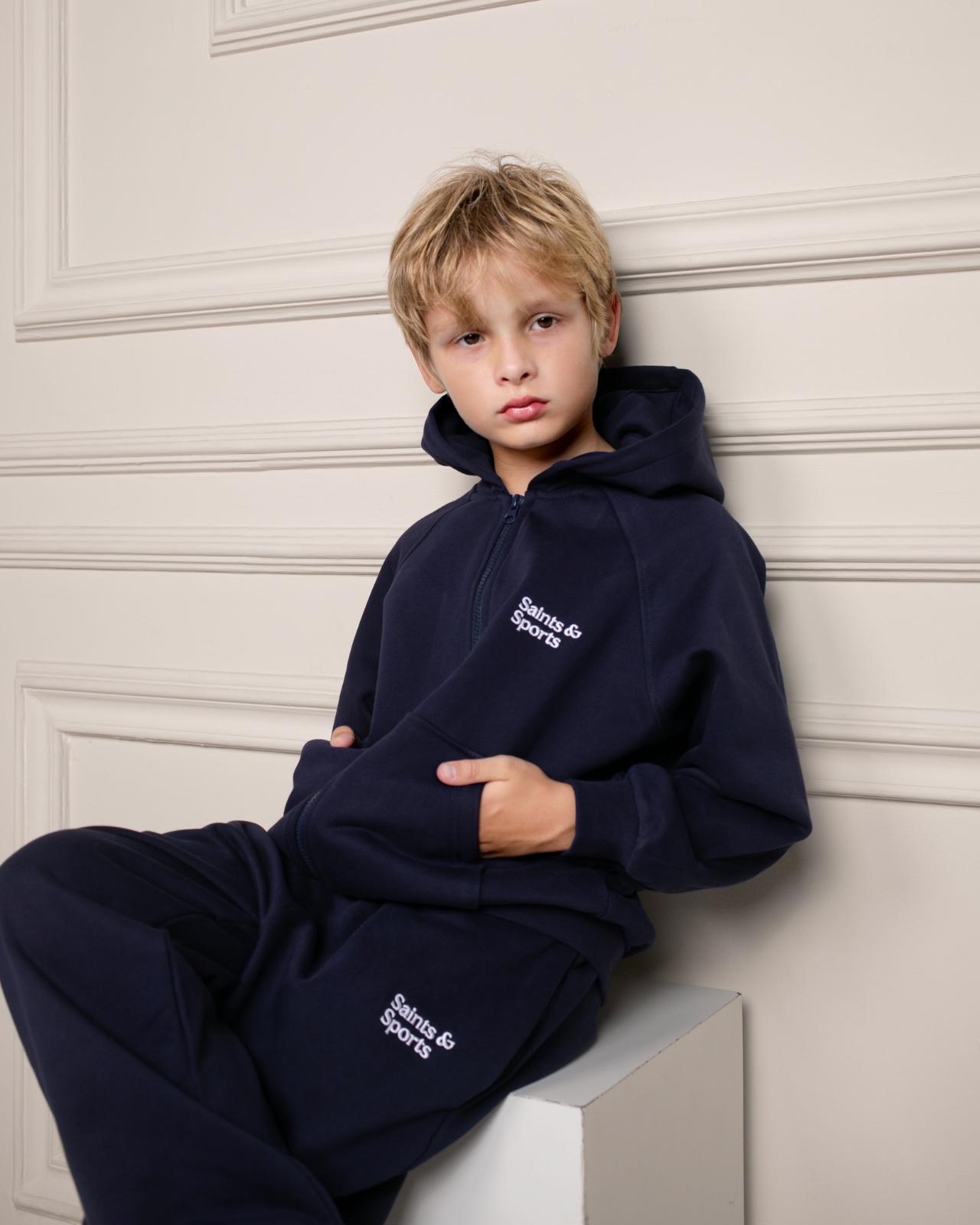 SaintsWeight™ 450 Junior Hoodie Navy Blue (Model 1) - Saints & Sports