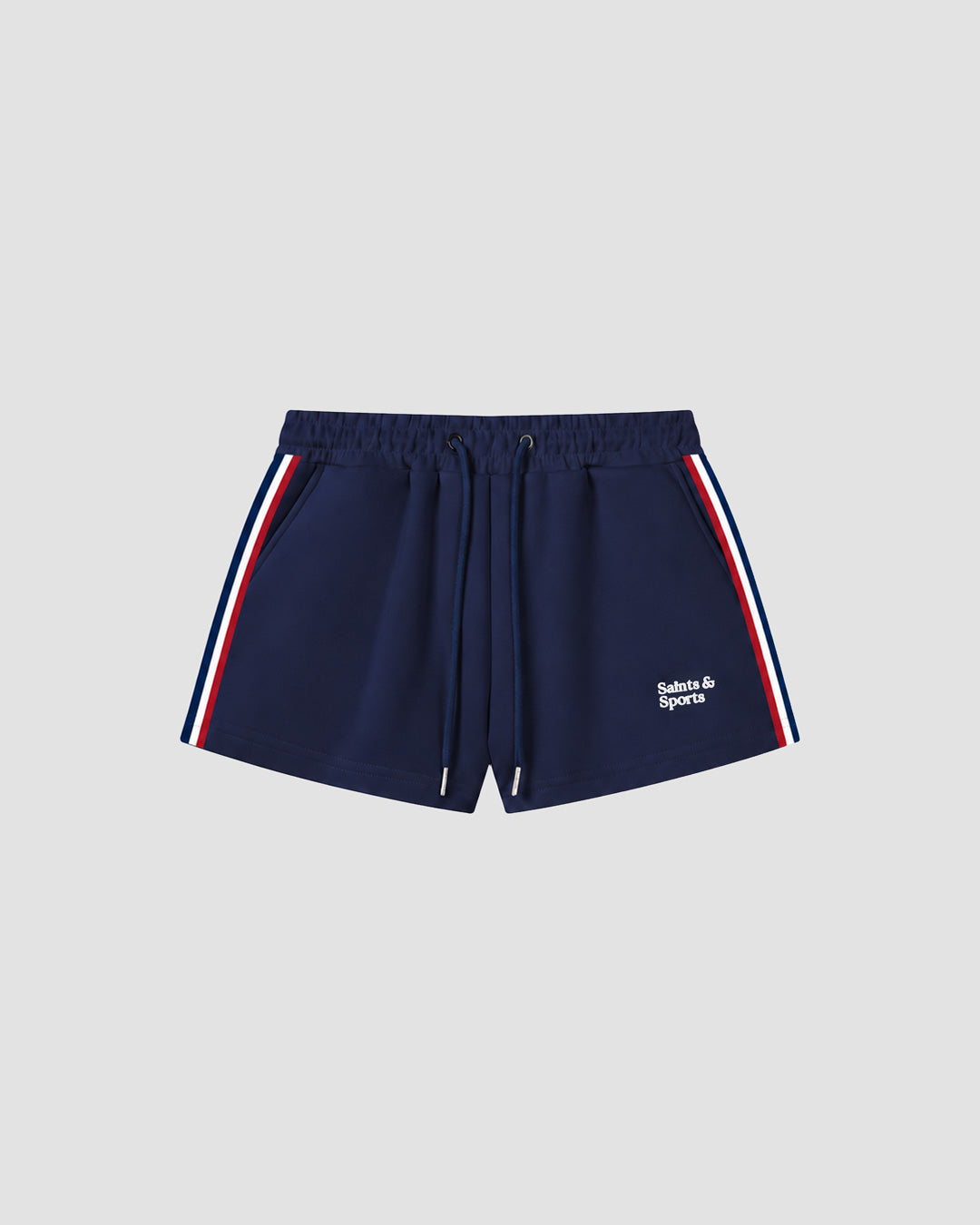 SaintsLuxe™ Arden Weekend Shorts Contrast Stripes/Navy Blue (Front) - Saints & Sports