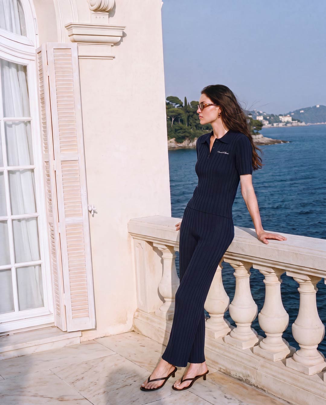 Eleanor Ribbed Pants - Navy Blue