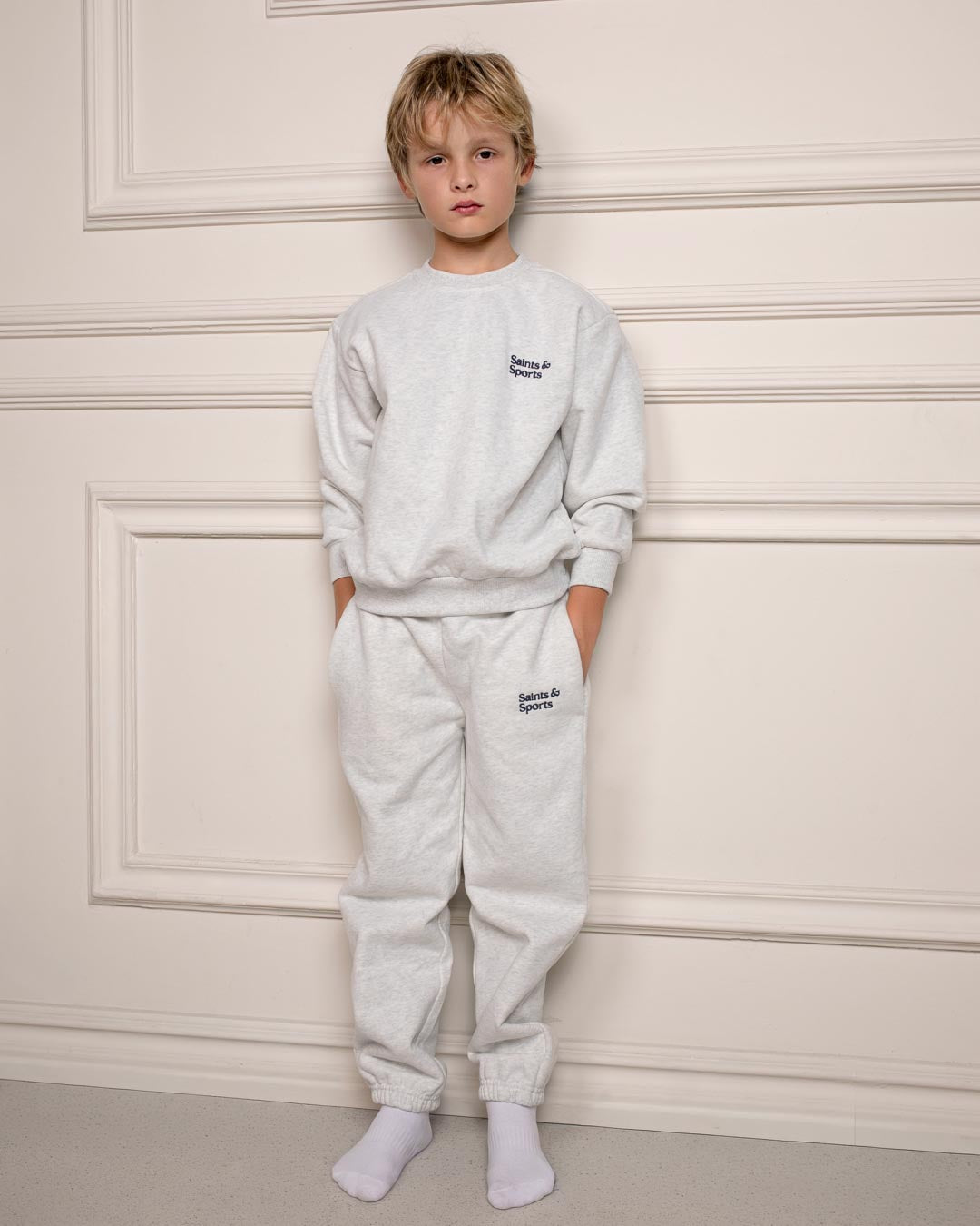 SaintsWeight™ 450 Junior Classic Sweatpants Heather Grey (Model 2) - Saints & Sports