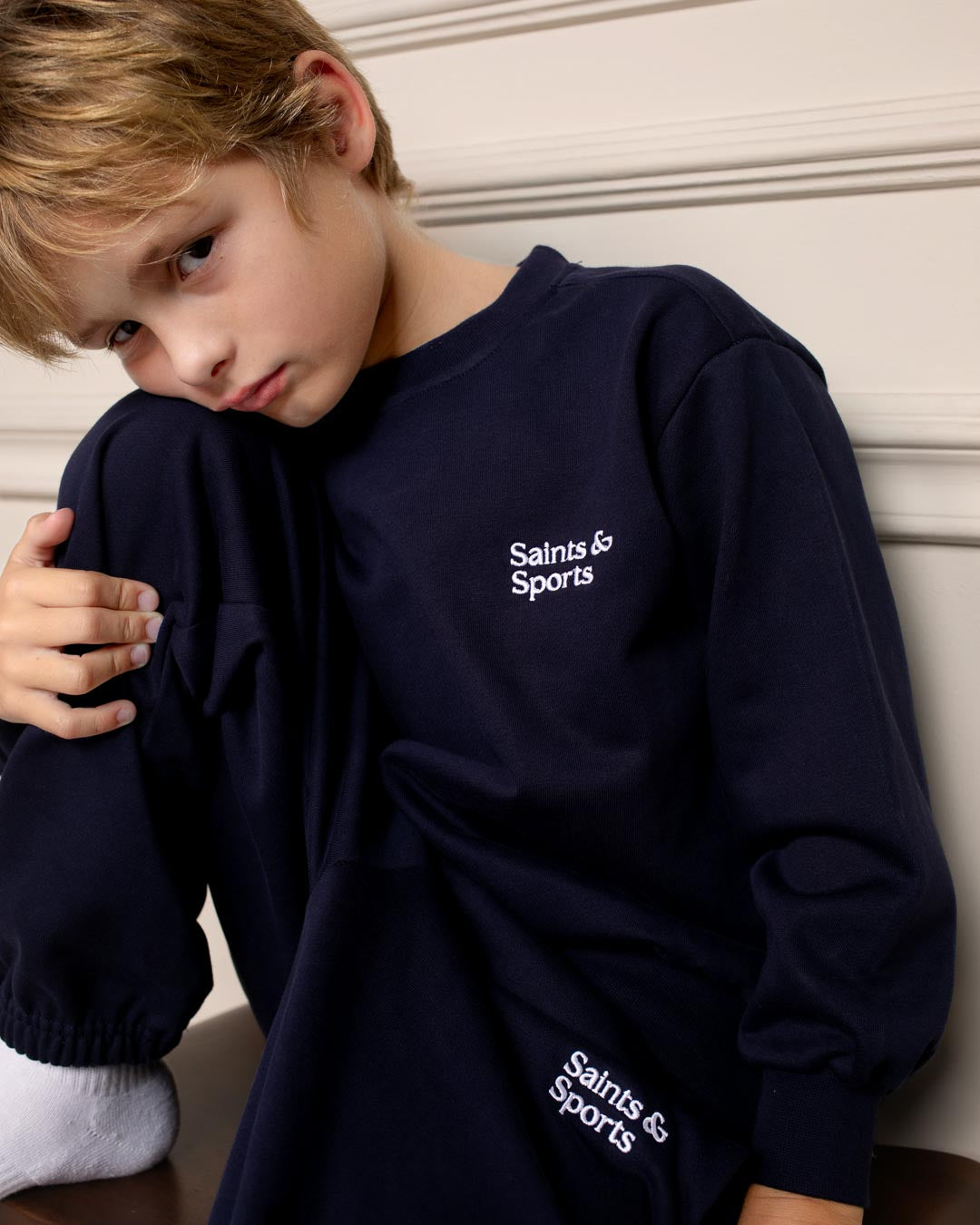 SaintsWeight™ 450 Junior Classic Sweatpants Navy Blue (Model 1) - Saints & Sports