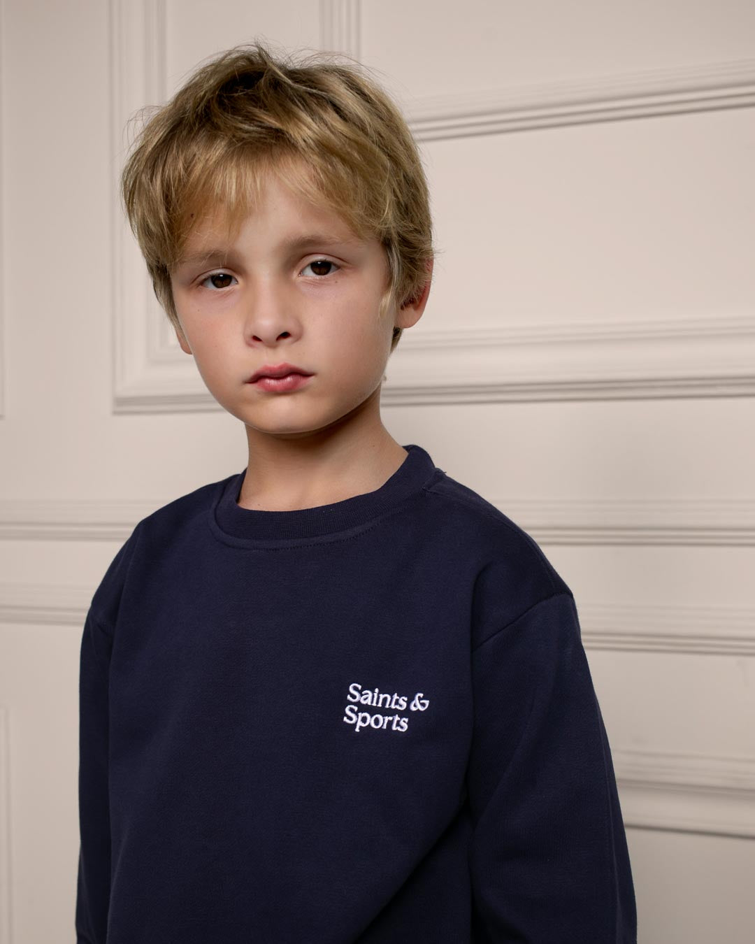 SaintsWeight™ 450 Junior Classic Sweatshirt Navy Blue (Model 2) - Saints & Sports