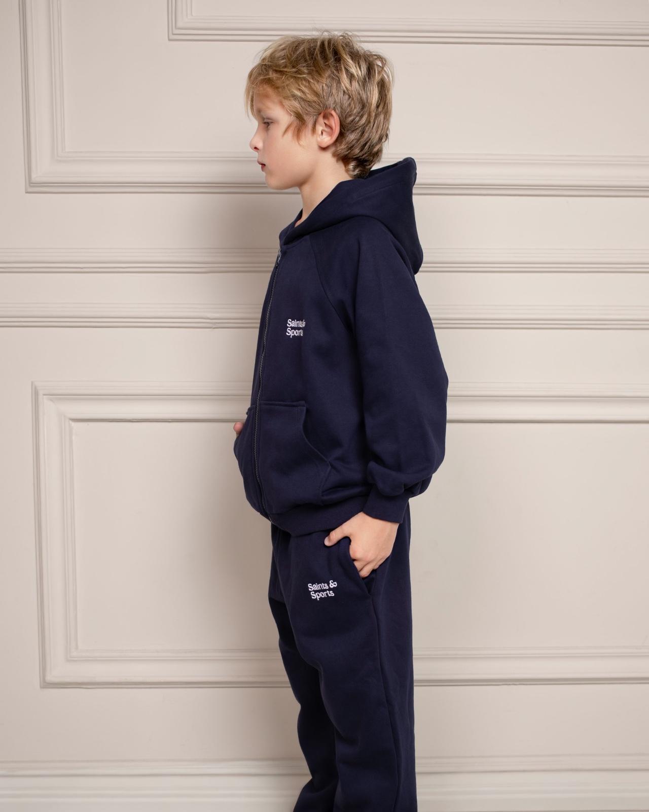 SaintsWeight™ 450 Junior Hoodie Navy Blue (Model 3) - Saints & Sports