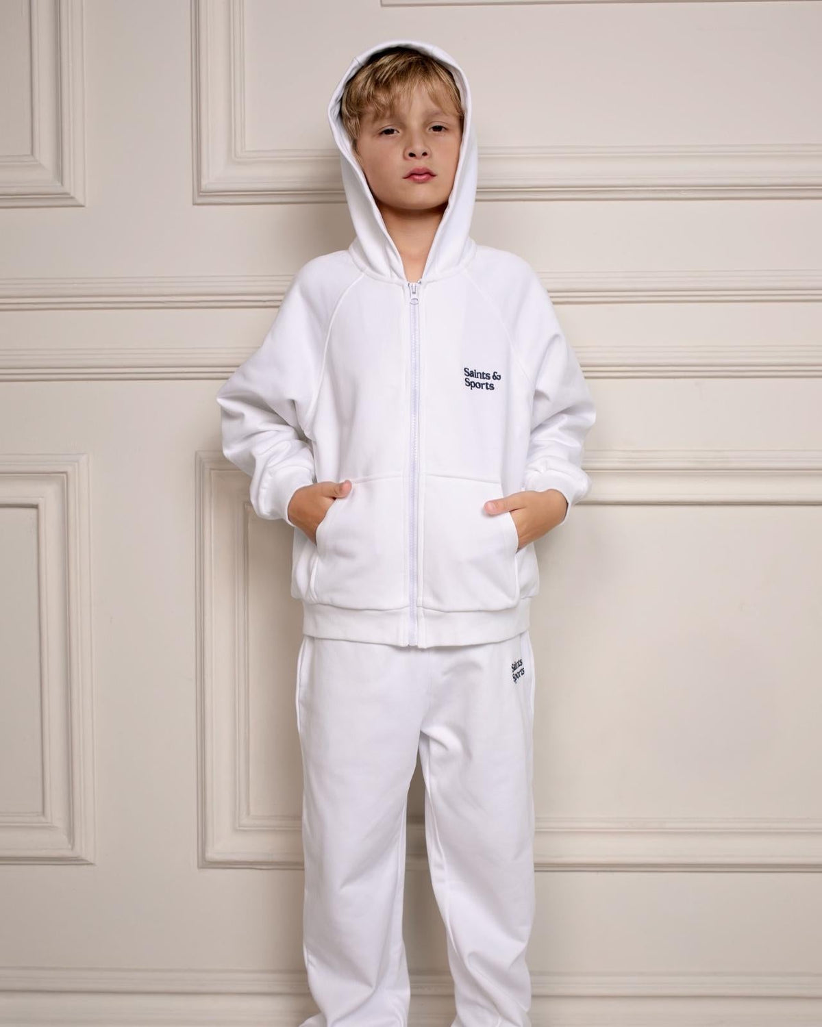 Junior Full Zip Hoodie SET - Porcelain White