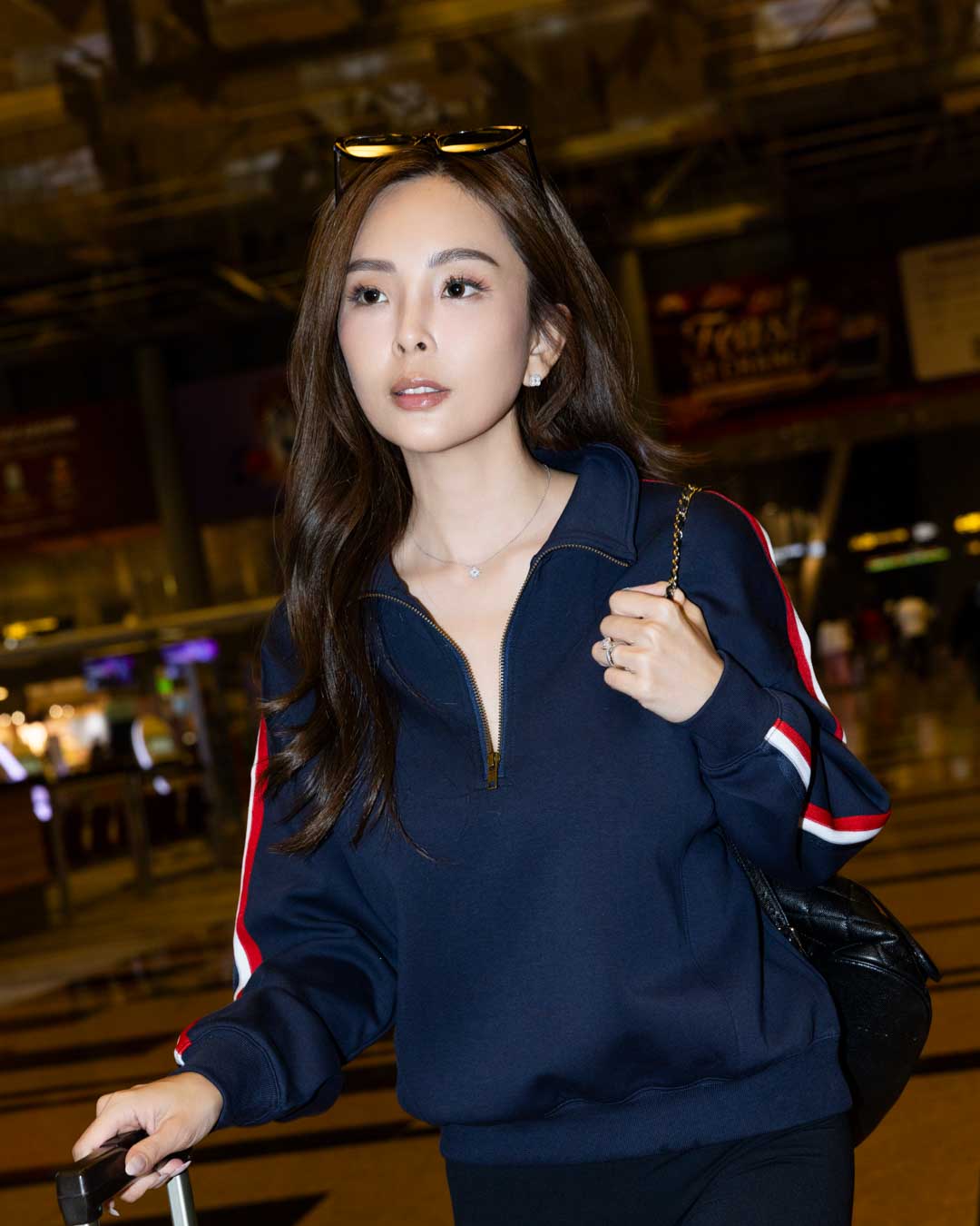 SaintsLuxe™ Penrose Half Zip Sweatshirt Contrast Stripes/Navy Blue (Wan Ting) - Saints & Sports