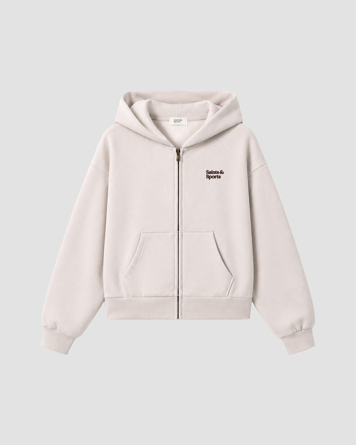 SaintsCloud® Full Zip Hoodie Oat (Front) - Saints & Sports