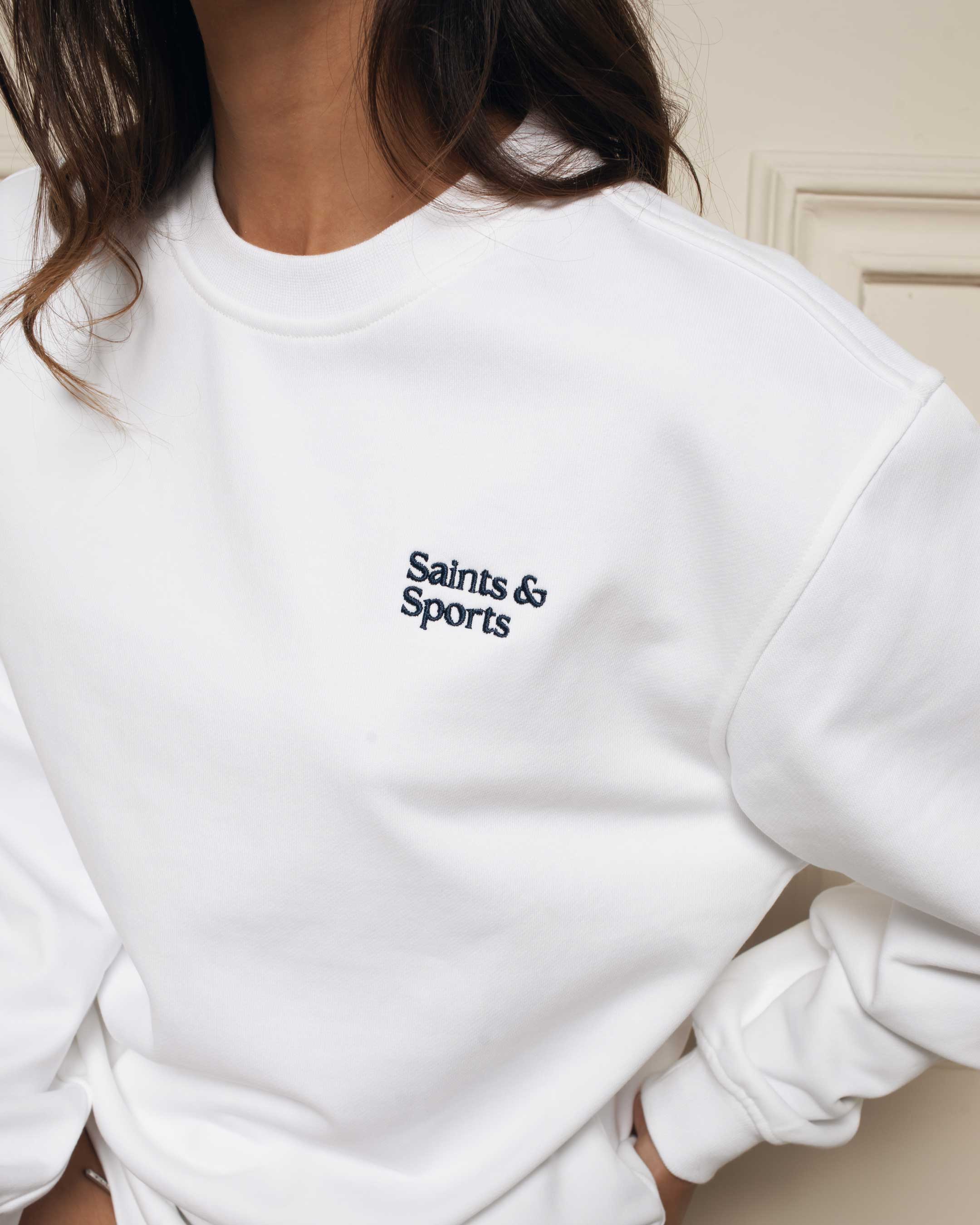 SaintsWeight™ 450 Classic Sweatshirt White (Model) - Saints & Sports