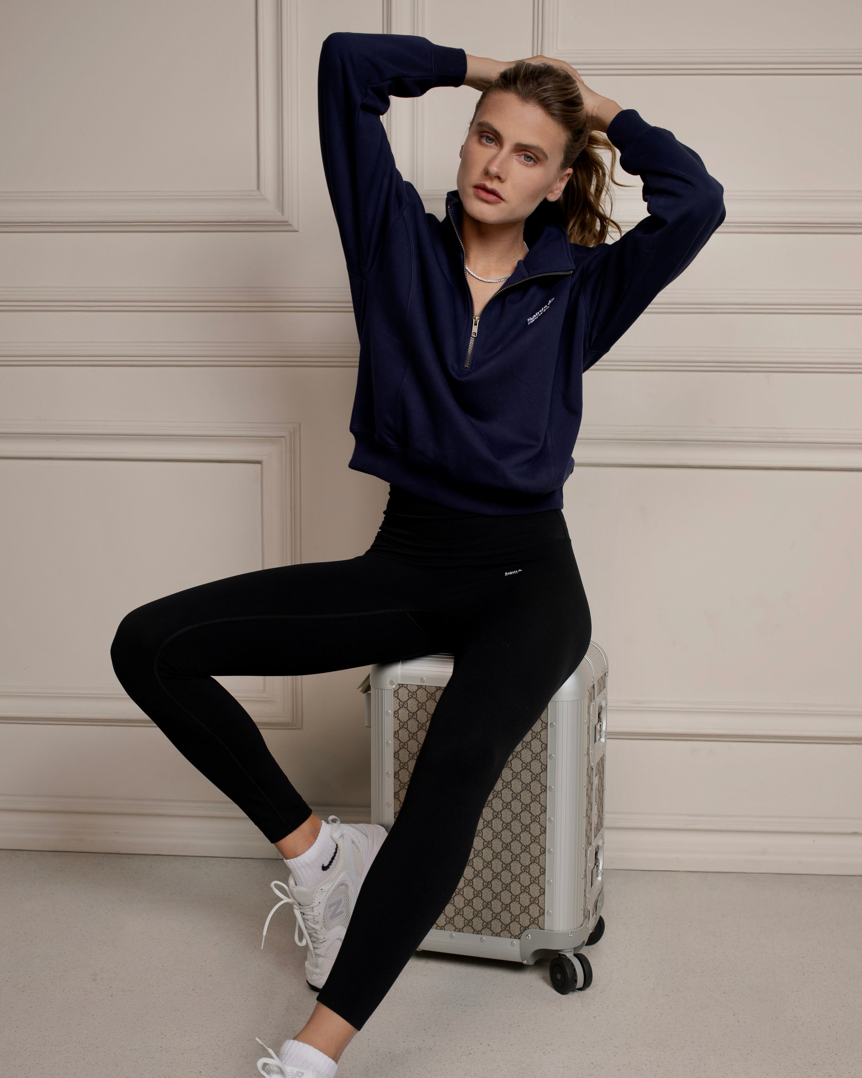 SaintsWeight™ 450 Half Zip Sweatshirt - Navy Blue